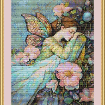 Sleeping Fairy Cross Stitch Pattern