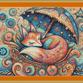 Sleeping Fox Cross Stitch Pattern