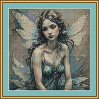 Teal Fairy Cross Stitch Pattern