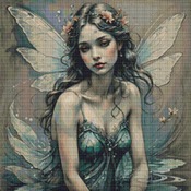 Teal Fairy Cross Stitch Pattern