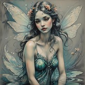 Teal Fairy Cross Stitch Pattern