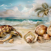 Turtle And Seashells Cross Stitch Pattern