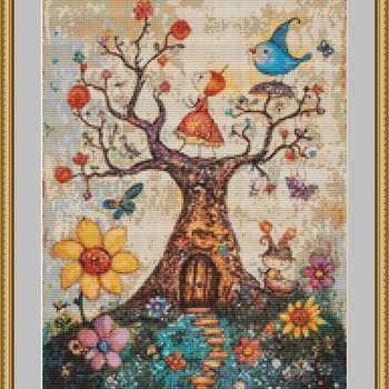 Up A Tree Cross Stitch Pattern