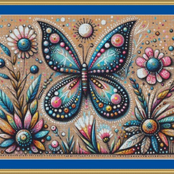 Vibrant Butterfly Cross Stitch Pattern