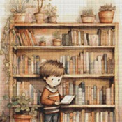 At The Bookcase Cross Stitch Pattern