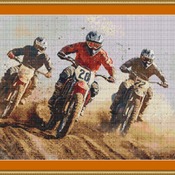 Dirt Bike Riders Cross Stitch Pattern