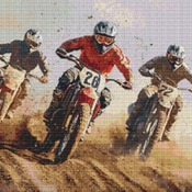Dirt Bike Riders Cross Stitch Pattern