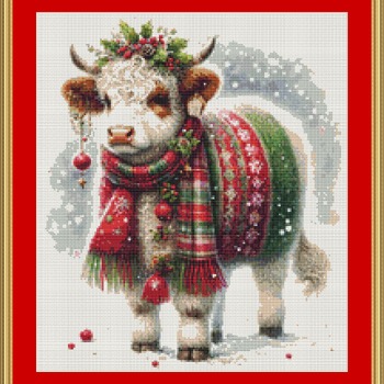 Christmas Cow 1 Cross Stitch Pattern