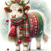 Christmas Cow 1 Cross Stitch Pattern