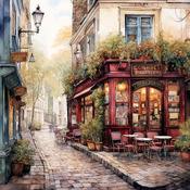 Narrow Alley Cafe 1 Cross Stitch Pattern