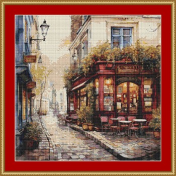 Narrow Alley Cafe 1 Cross Stitch Pattern