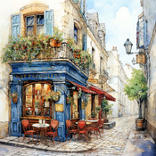 Narrow Alley Cafe 2 Cross Stitch Pattern