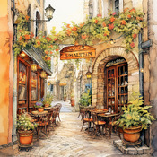 Narrow Alley Cafe 3 Cross Stitch Pattern