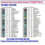 Peacock Fairy Cross Stitch Pattern***L@@K***$2.95 Buyers Can Download Your Pattern As Soon As They Complete The Purchase
