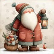 Santa In Snow 2 Cross Stitch Pattern
