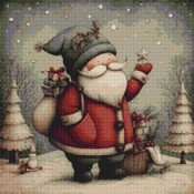 Santa In Snow 3 Cross stitch Pattern