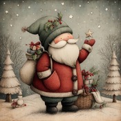 Santa In Snow 3 Cross stitch Pattern