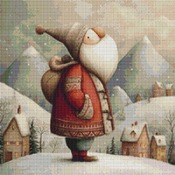 Santa In Snow Cross Stitch Pattern