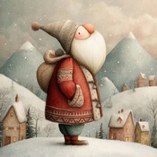 Santa In Snow Cross Stitch Pattern