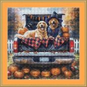 Spooky Dog Truck 2 Cross Stitch Pattern