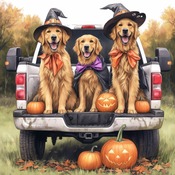 Spooky Dog Truck 3 Cross Stitch Pattern