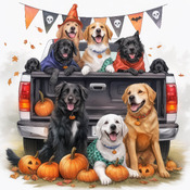 Spooky Dog Truck 1 Cross Stitch Pattern