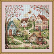 Whimsical Spring Village 1 Cross Stitch Pattern