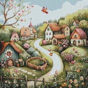 Whimsical Spring Village 2 Cross Stitch Pattern