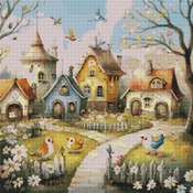 Whimsical Spring Village 3 Cross Stitch Pattern