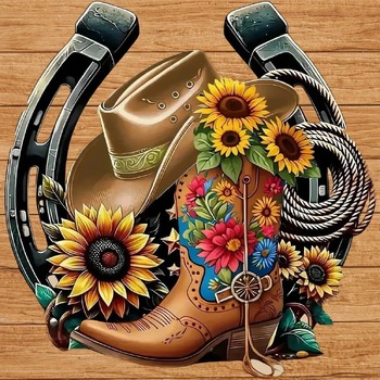 Cowboy Sunflowers Cross Stitch Pattern***L@@K***