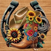 Cowboy Sunflowers Cross Stitch Pattern***L@@K***