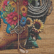 Cowboy Sunflowers Cross Stitch Pattern***L@@K***