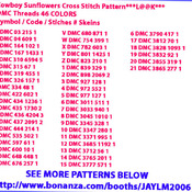 Cowboy Sunflowers Cross Stitch Pattern***L@@K***