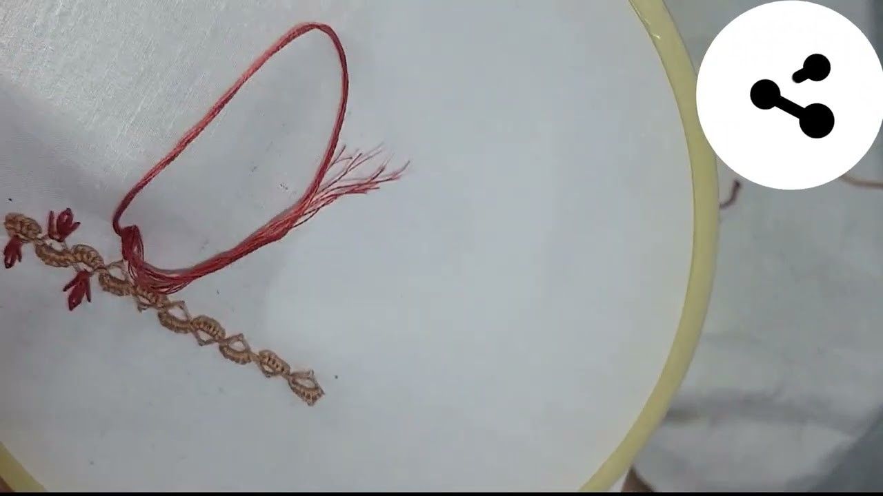 Cable chain stitch design | cable chain stitch tutorial | button stitch embroidery