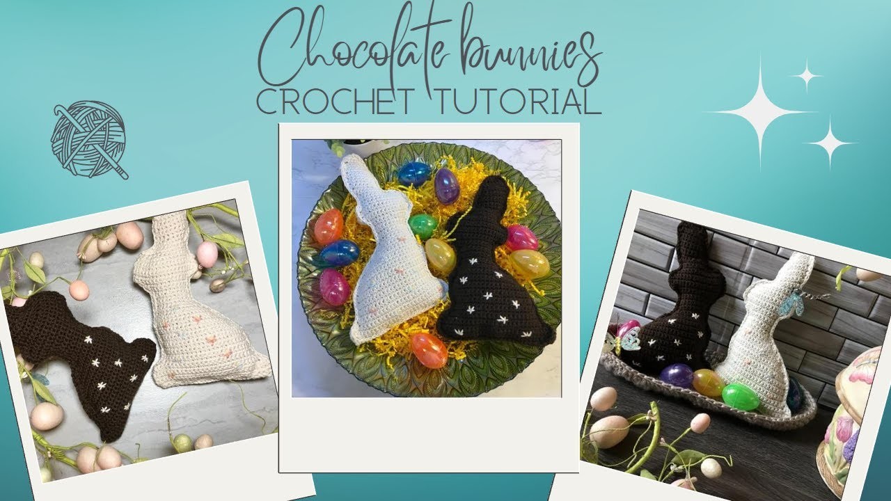 Crochet chocolate Easter bunny pattern (white and dark chocolate)