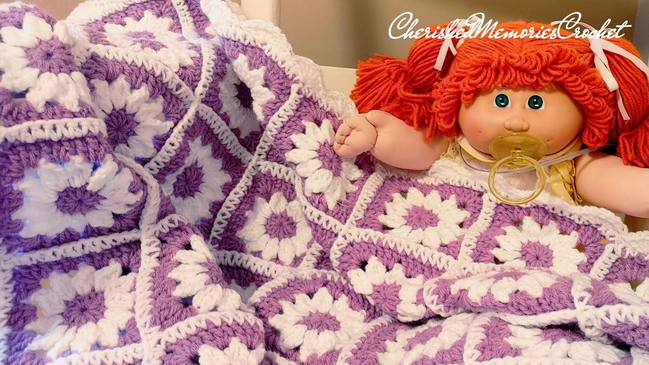 Crochet Daisy Granny Square Baby Blanket.Handmade Blanket.Daisy Blanket.@CherishedMemoriesCrochet