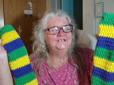 Crochet Mardi Gras Socks * Surgery Update