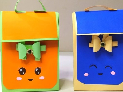 How To Make Paper Bags | Origami school Bags | school hacks | paper craft
