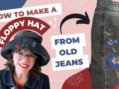 Jeans Remade Upcycled into a Floppy Bucket Hat from Thrift Find Sewing Pattern