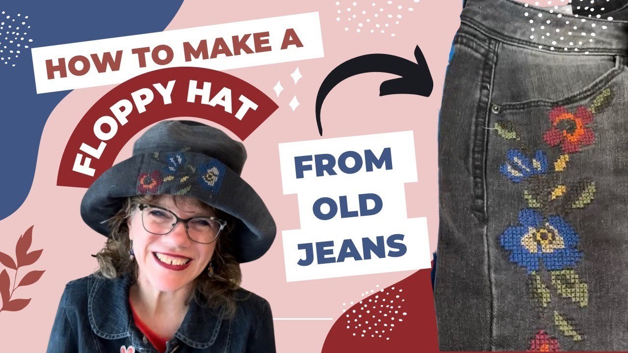 Jeans Remade Upcycled into a Floppy Bucket Hat from Thrift Find Sewing Pattern