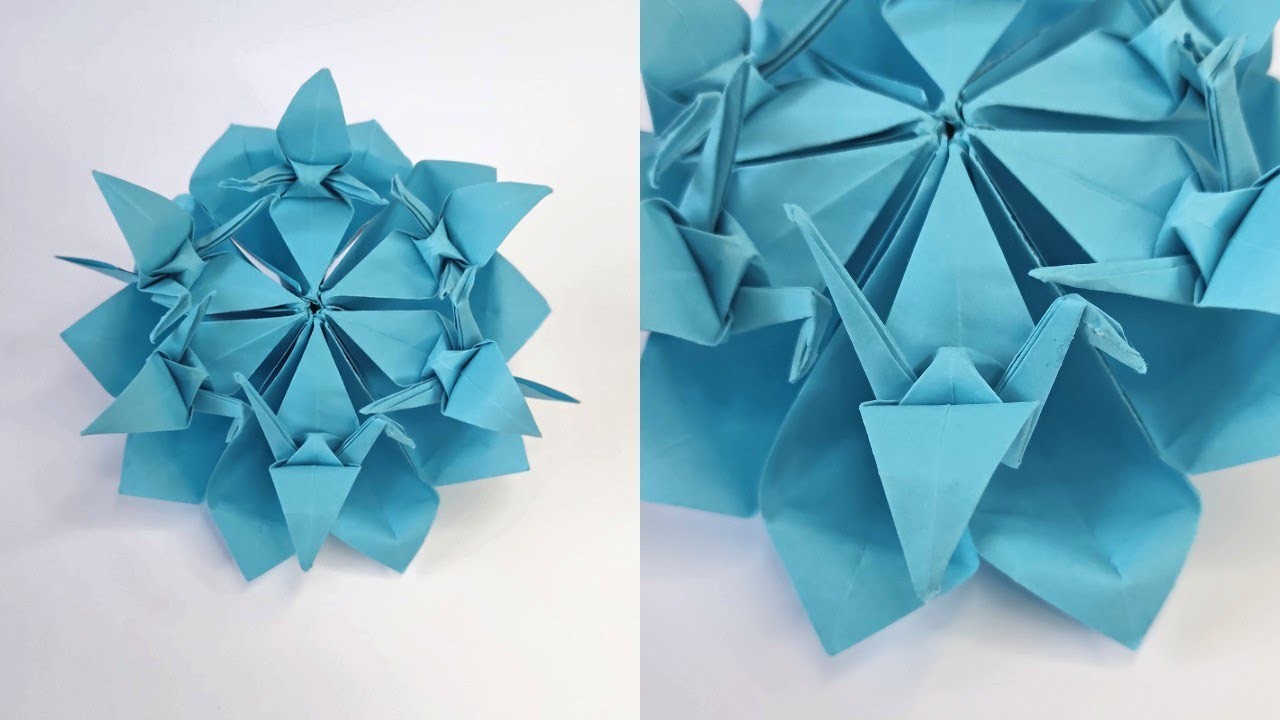 Origami CRANE FLOWER | How to make a paper flower with cranes