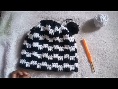 So easy DIY????How to crochet a checkered beanie(Beginner friendly)