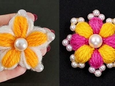 Super easy ways to make woolen flowers using simple tricks - embroidery hack - no crochet