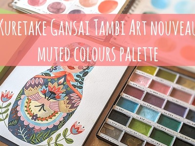 Swatch & Timelapse Painting with Kuretake's Gansai Tambi Art Nouveau Muted Colours Palette