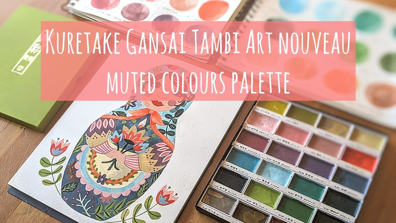 Swatch & Timelapse Painting with Kuretake's Gansai Tambi Art Nouveau Muted Colours Palette