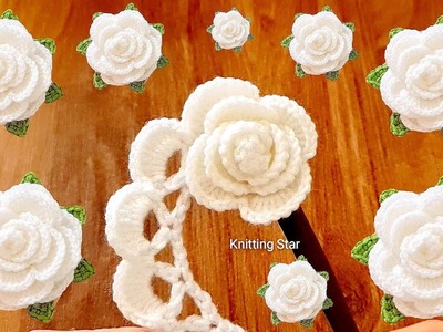 Amazing Wow knitting crochet rose so easy Making