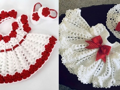 Baby girls crochet wool dresses design #baby winter frock design Beautiful hand knitted woolen baby
