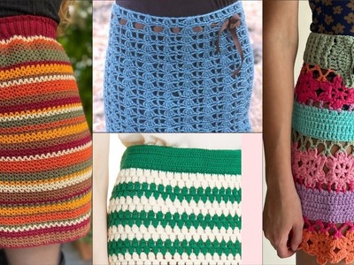 Beautifully line patterns hand-knitted crochet mini skirts.crochet skirts