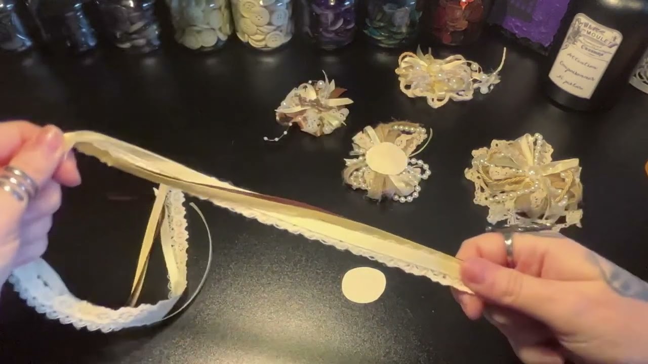 Create a vintage ribbon & lace rosette for junk journals