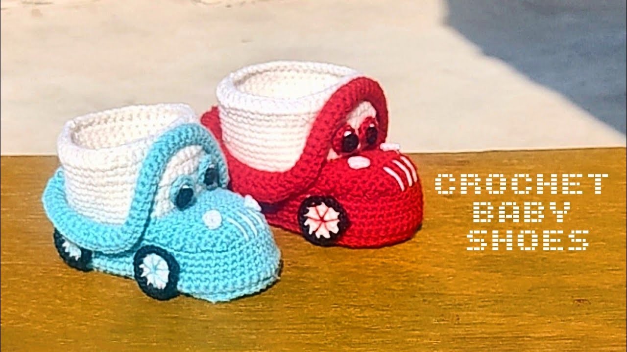 Crochet Baby Car Shoes.Booties in Hindi ( With English Subtitles )